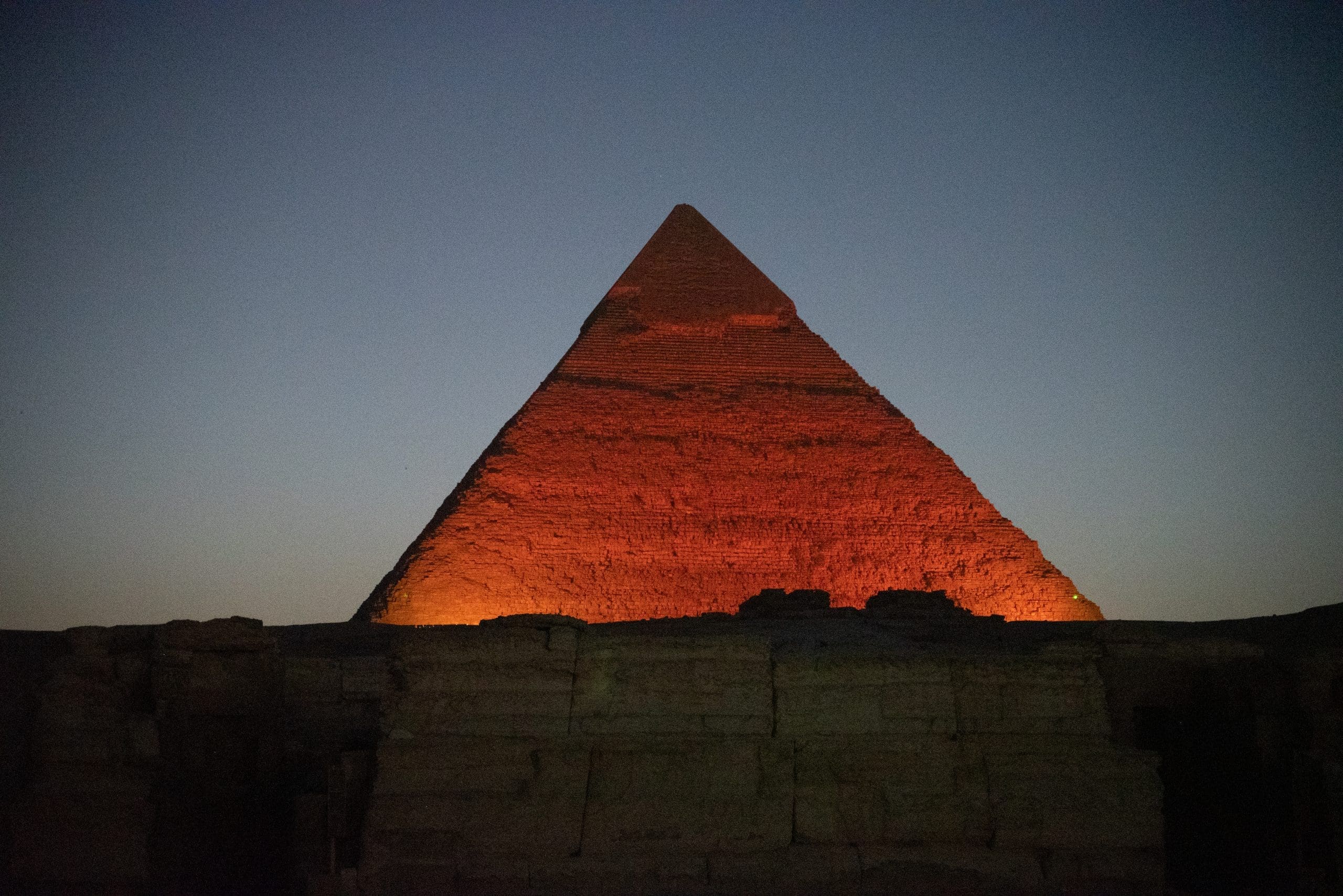 Nightime view of the pyramids in Egypt - Travel Divas
