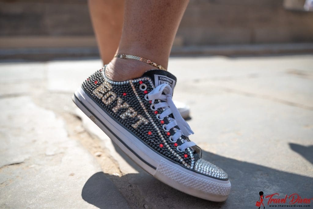 custom designed converse shoes with Egypt in rhinestones