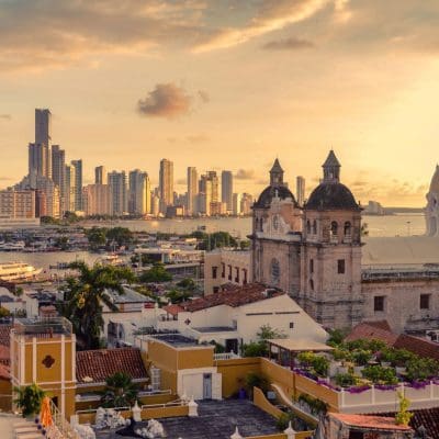 Beautiful sunset over Cartagena, Colombia
