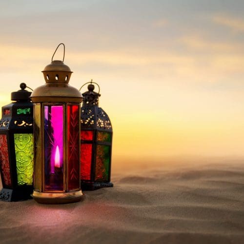 Ramadan Lantern on desert Sand dunes